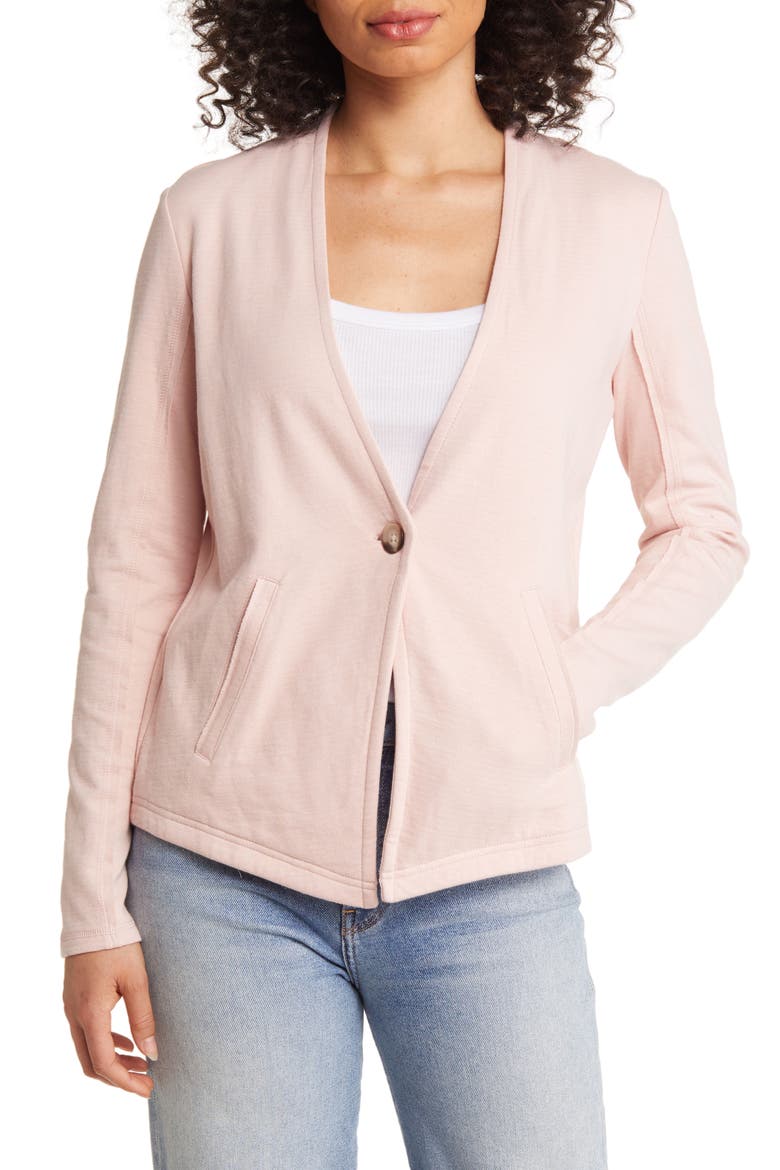 One-Button Knit Blazer, Alternate, color, PINK SMOKE