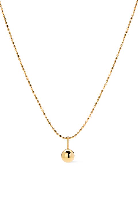 Gold Pendant Necklace - Sphere Charm Necklace
