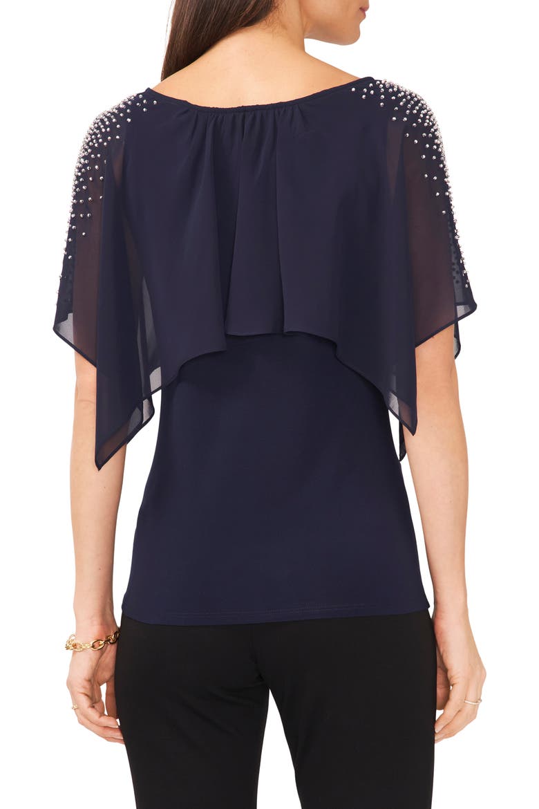 Beaded Cold Shoulder Blouse, Alternate, color, JBS NAVY