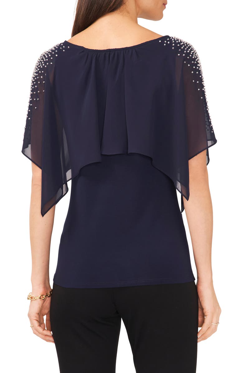 Chaus Beaded Cold Shoulder Blouse, Alternate, color, Jbs Navy
