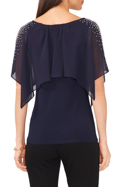 Chaus Beaded Cold Shoulder Blouse In Blue