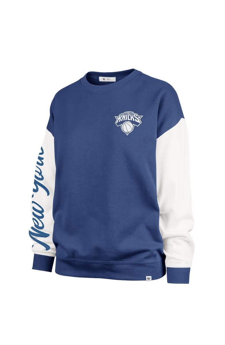 '47 Women's '47 Blue New York Knicks Rise Andie Oversized Pullover Sweatshirt, Alternate, color, Blue