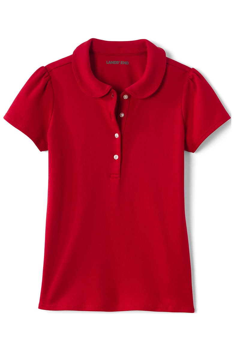 Girls Short Sleeve Peter Pan Collar Polo Shirt, Alternate, color, Red
