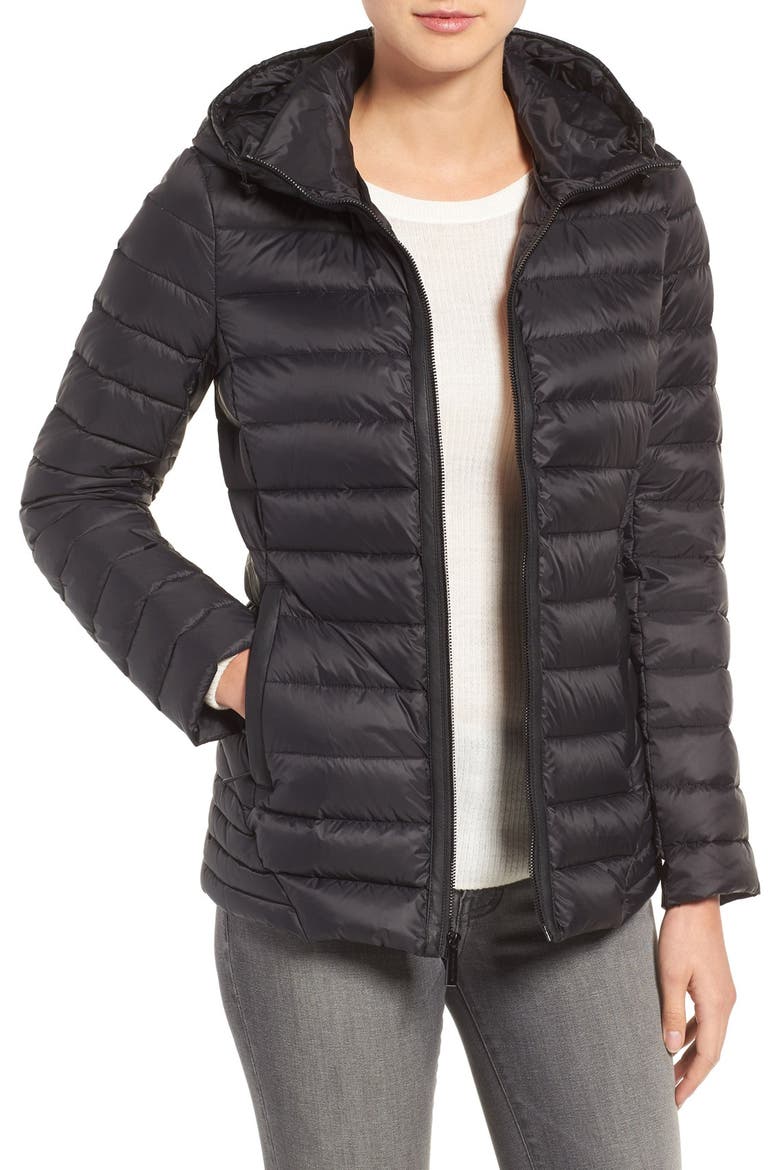 Hooded Down Jacket, Main, color, BLACK