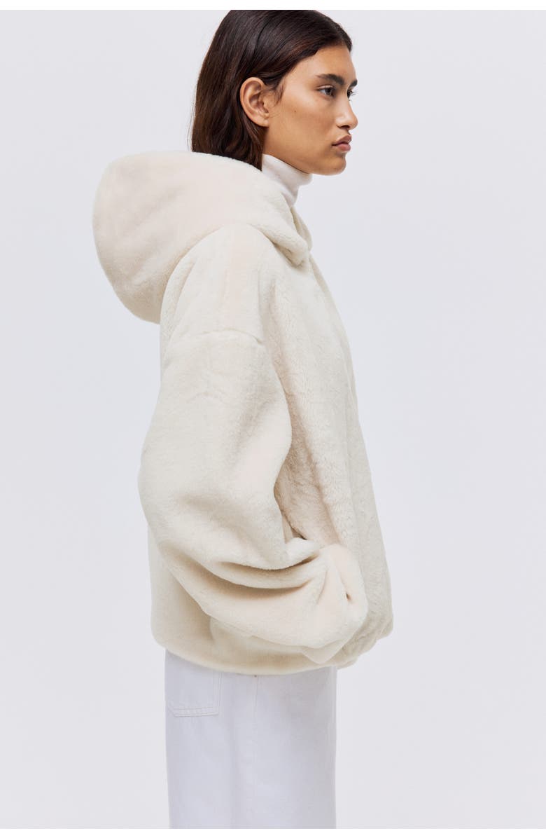 H&M Zip-through Hoodie, Alternate, color, Cream