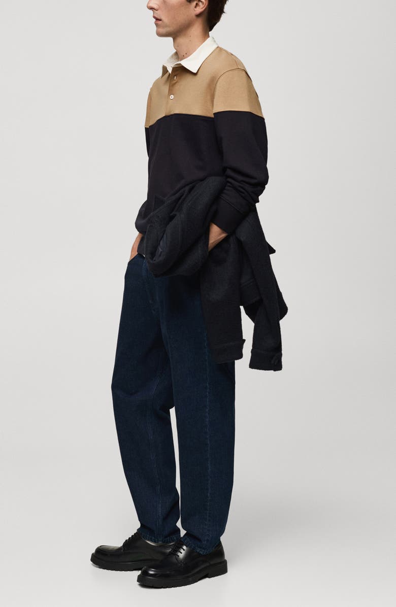 MANGO Colorblock Polo Sweatshirt, Alternate, color, 