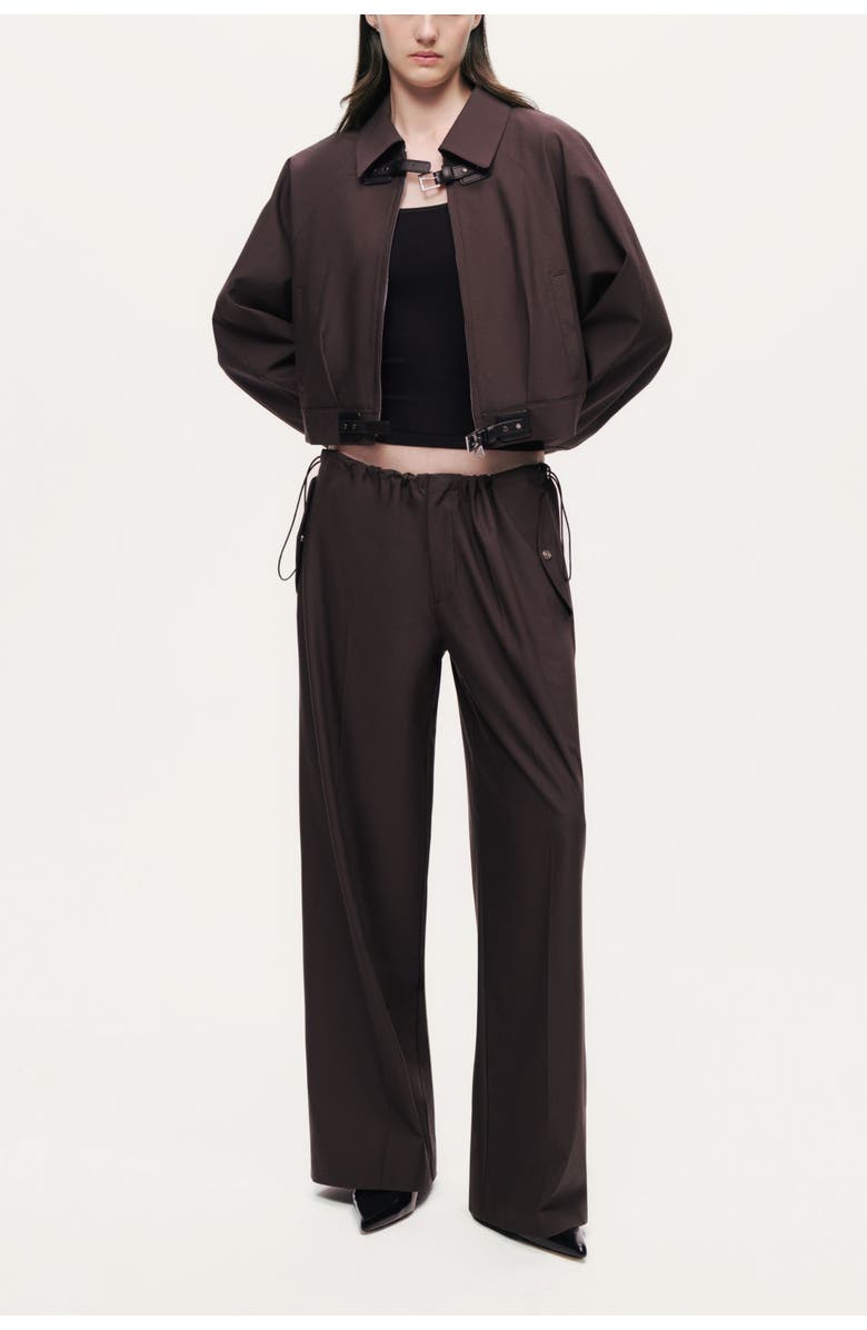 Nocturne Buckle Detail Cropped Zip Jacket, Alternate, color, Dark Brown