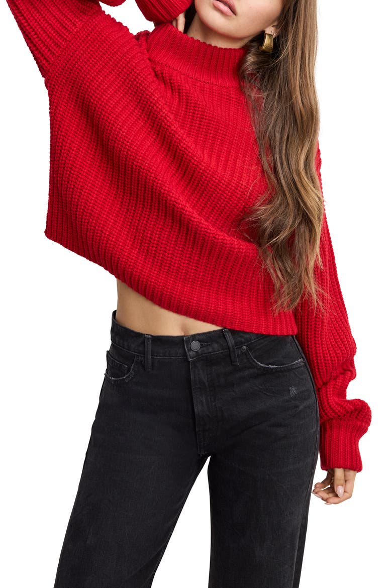 Chunky Mock Neck Sweater, Main, color, CHILI001
