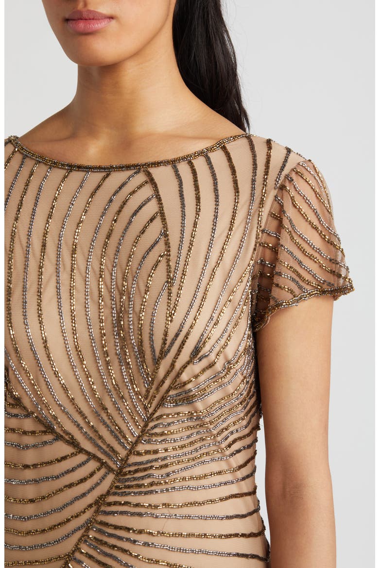 Beaded Gown, Alternate, color, BEIGE