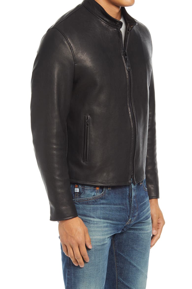 Leather Moto Jacket, Alternate, color, BLACK