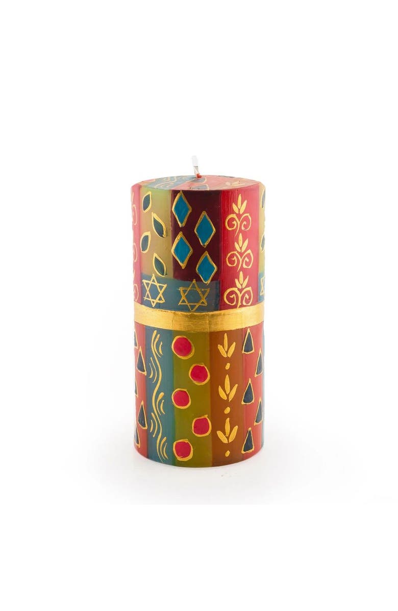 Thumbprint Artifacts Judaica Painted Pillar Candle, Main, color, Judaica - 3X6"