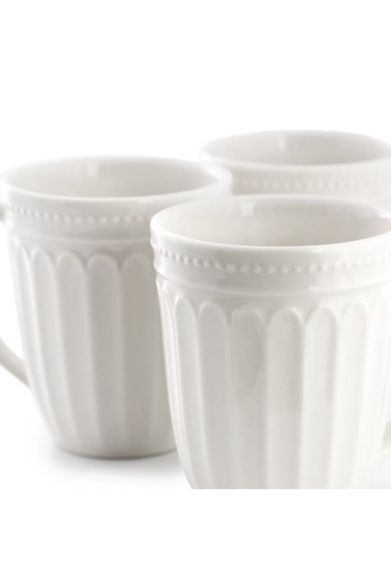 6 Piece Stoneware 12 Ounce Mug Set, Alternate, color, White