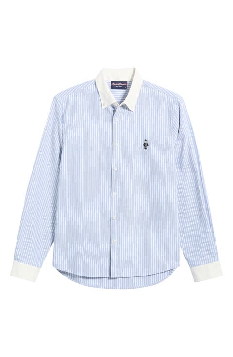 Babar Striped Cotton Blend Oxford Shirt
