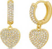 SHYMI Pavé Dangling Heart Huggie Hoop Earrings