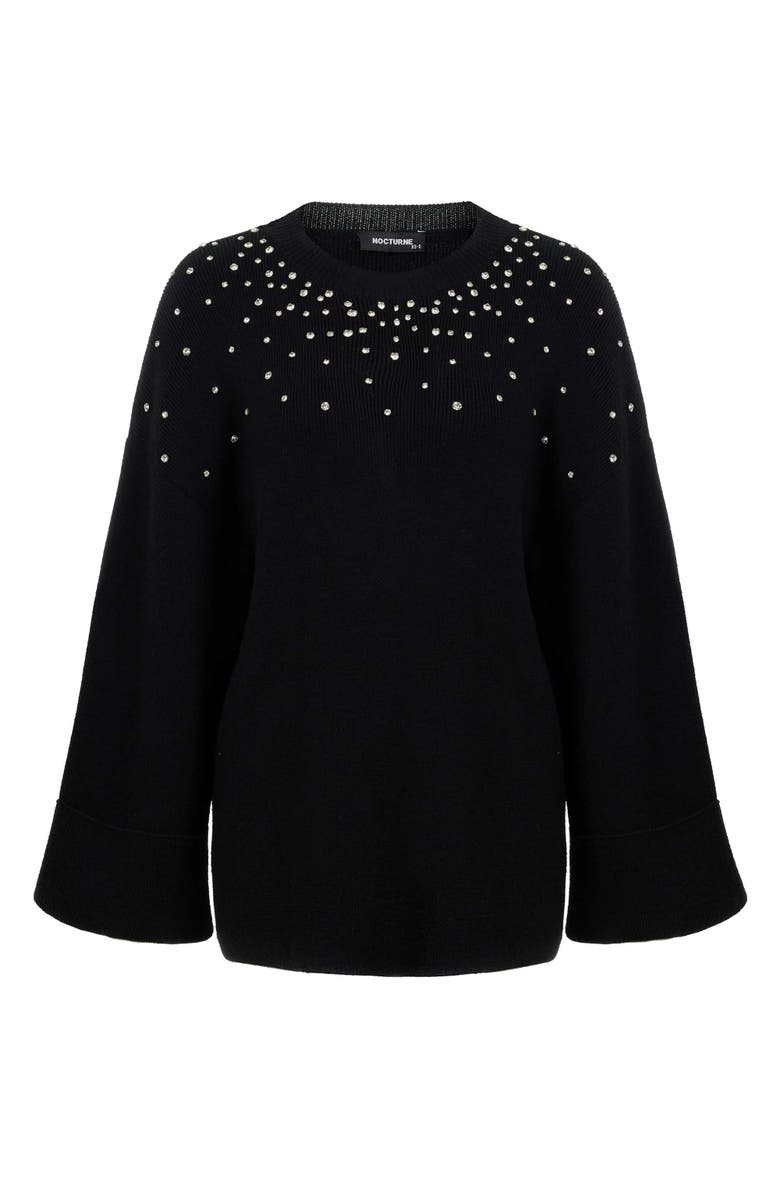 Nocturne Crystal Stone Detailed Knit Sweater, Alternate, color,
