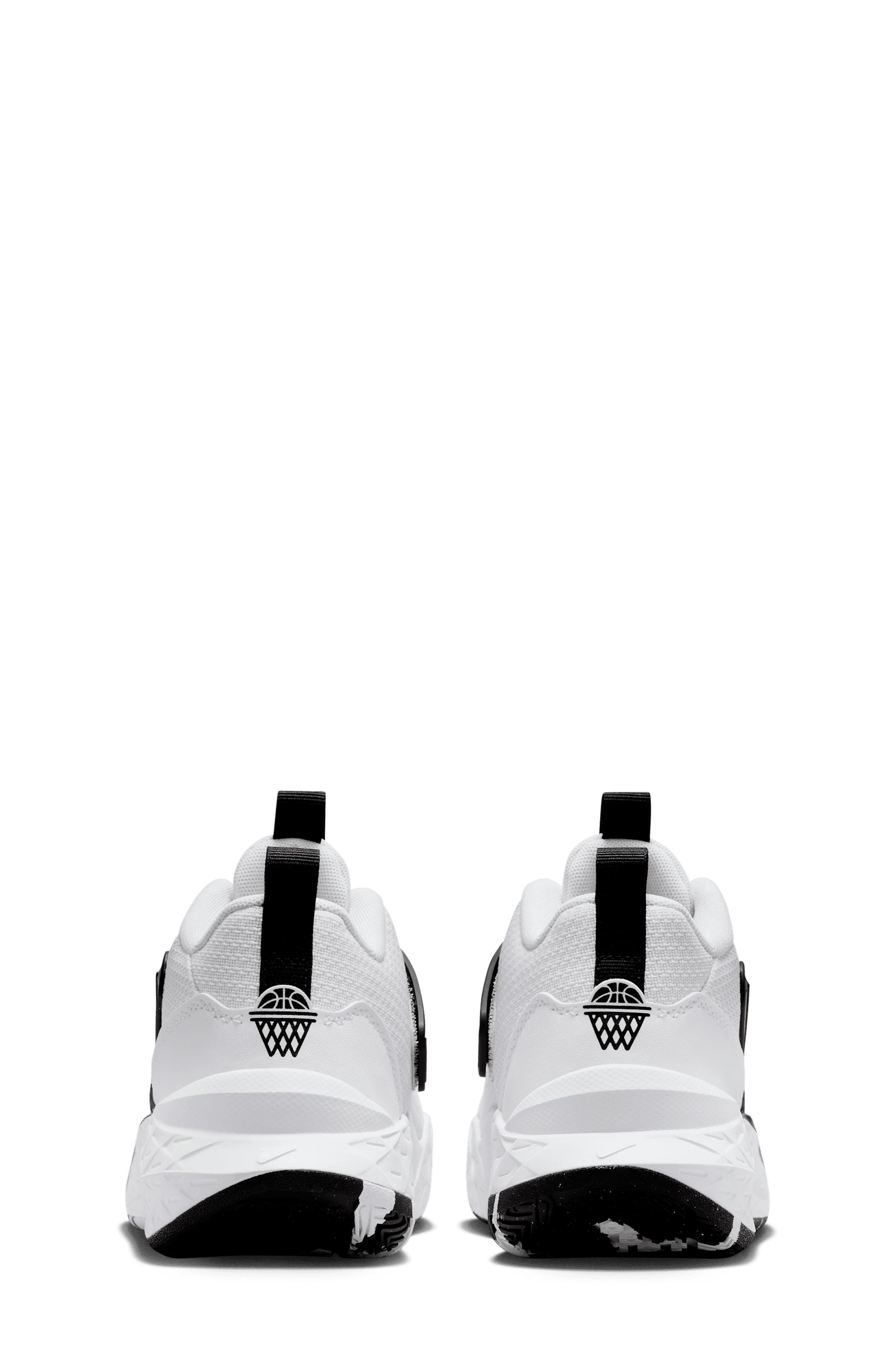 Nike Kids' Team Hustle D 12 Basketball Shoe, Alternate, color, White/ Black/ White