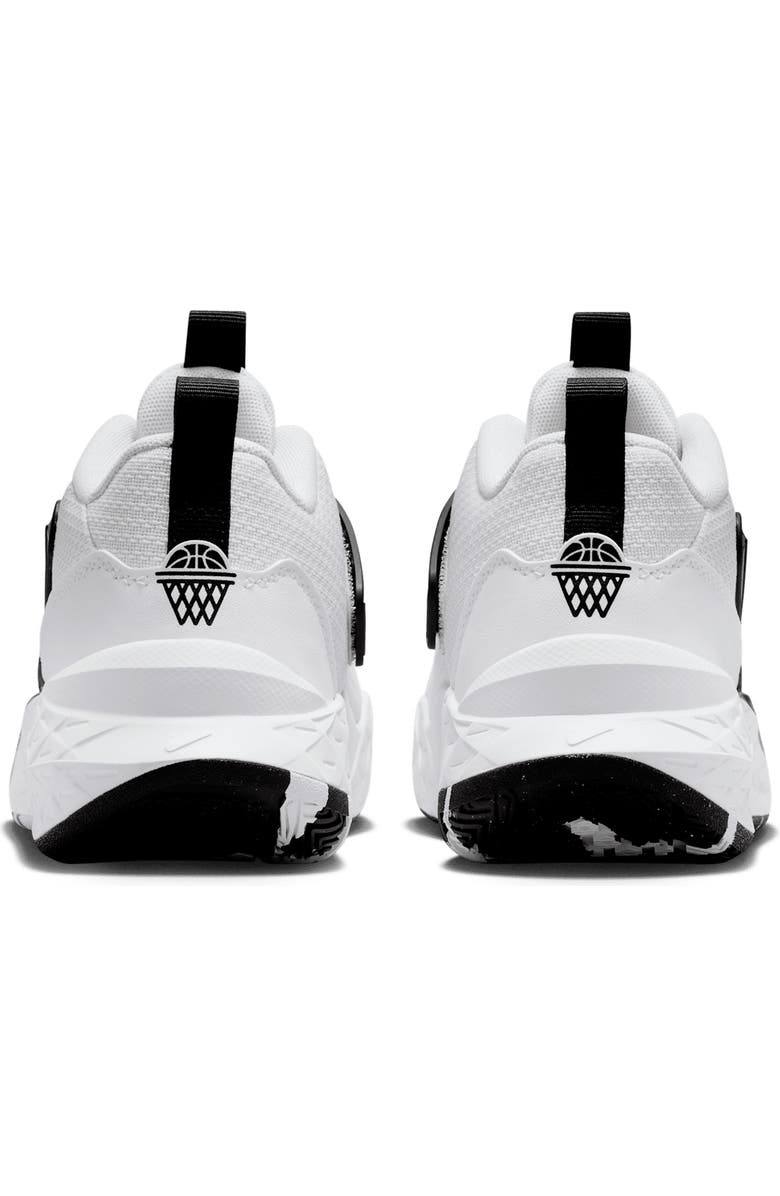 Nike Kids' Team Hustle D 12 Basketball Shoe, Alternate, color, White/ Black/ White