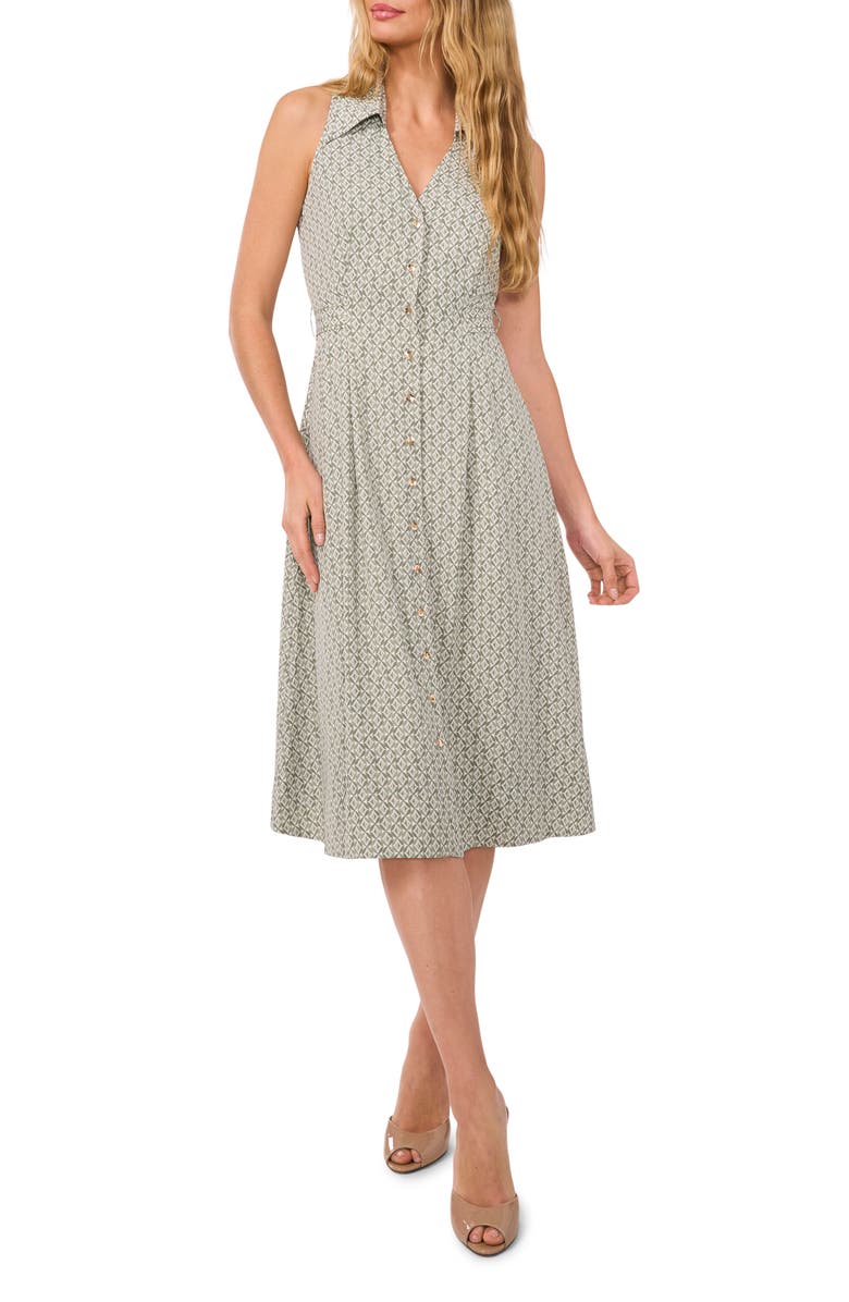 CeCe Print Sleeveless Midi Shirtdress, Main, color,
