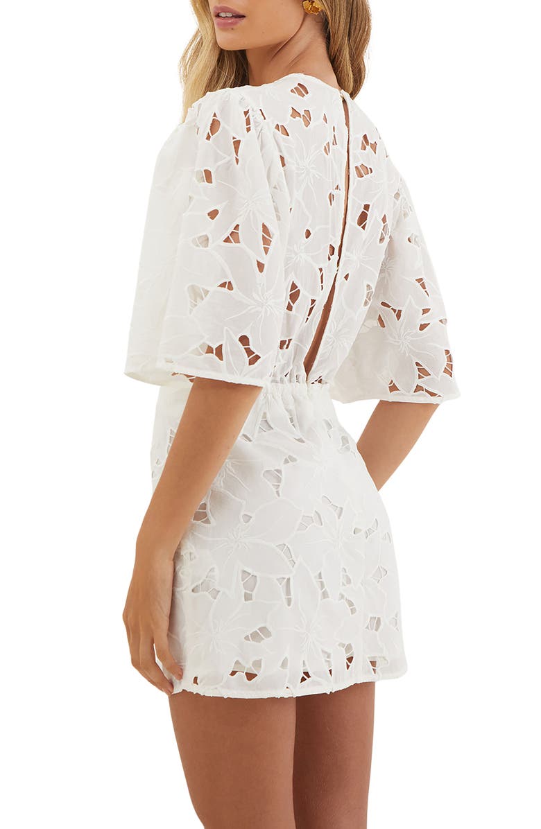 ViX Paula Hermanny Babi Cutout Lace Cover-Up Minidress, Alternate, color, 