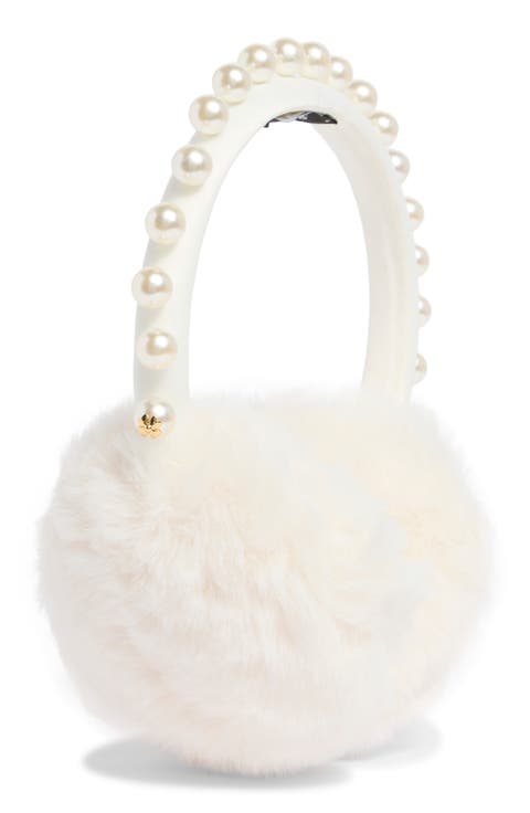 Faux Fur Pearl Embellished Ear Muffs