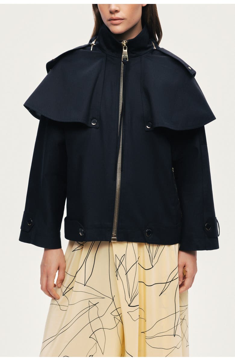 Nocturne Hooded Short Trench Jacket, Alternate, color, Black