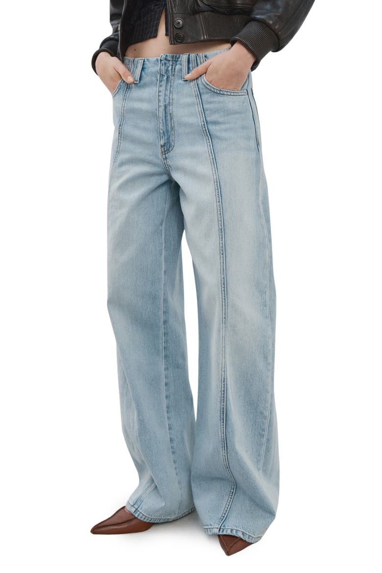 Seamed Balloon Jeans, Main, color, MEDIUM BLUE