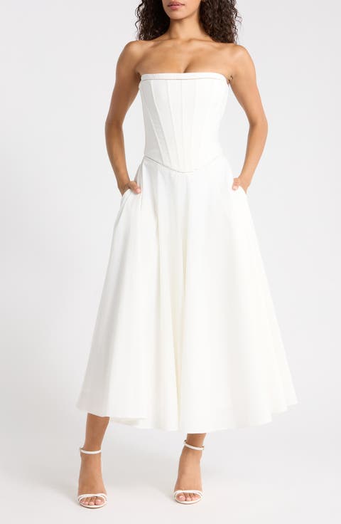 Gina Strapless Corset Stretch Cotton Dress
