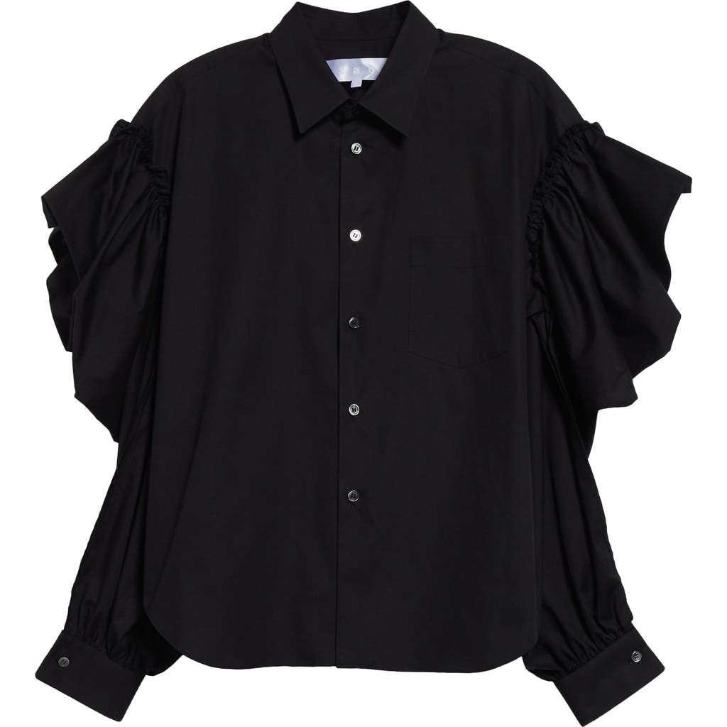 TAO COMME DES GARÇONS TAO COMME DES GARÇONS RUFFLE COTTON BROADCLOTH BUTTON-UP SHIRT