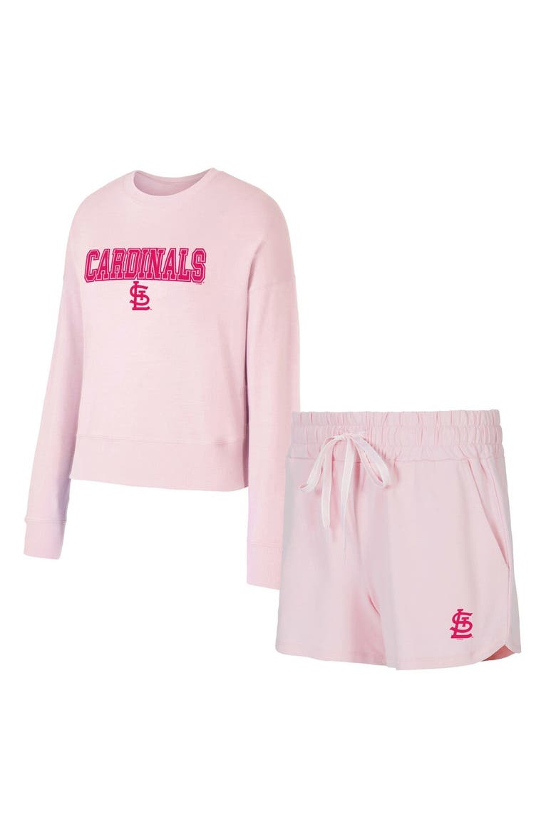 Women's Concepts Sport  Pink St. Louis Cardinals Elevation Tri-Blend Long Sleeve T-Shirt & Shorts Set, Alternate, color, Pink