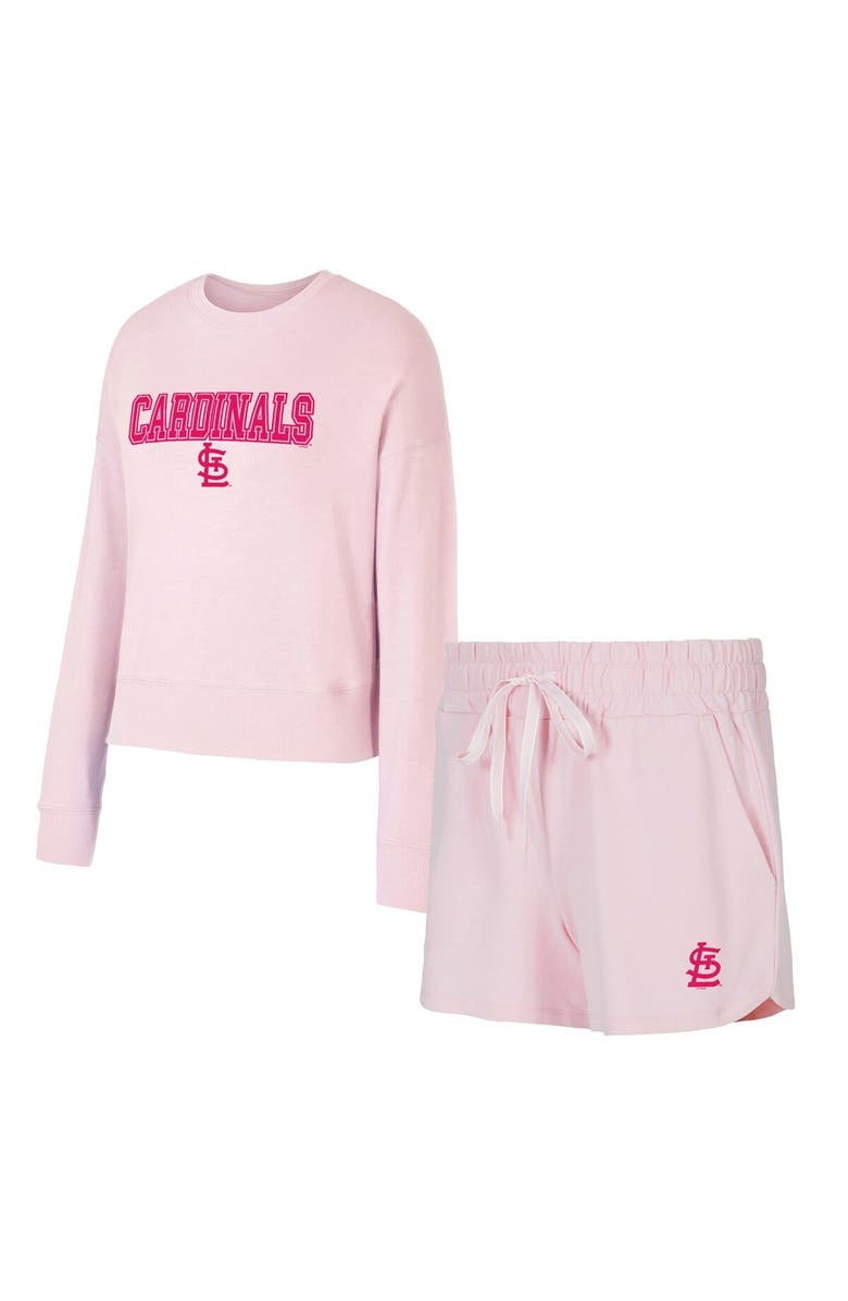 CONCEPTS SPORT Women's Concepts Sport  Pink St. Louis Cardinals Elevation Tri-Blend Long Sleeve T-Shirt & Shorts Set, Alternate, color, Pink