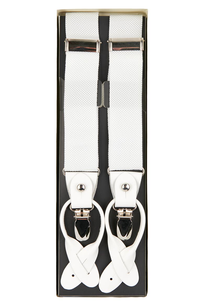 Men's Solid Web Adjustable Suspenders, Alternate, color, WHITE