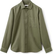 MANGO Linen & Cotton Blend Button-Up Shirt