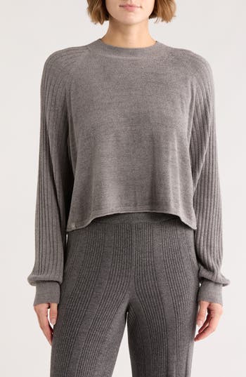 Barefoot Dreams ® Cozychic® Ultra Lite® Mock Neck Crop Sweatshirt In Gray
