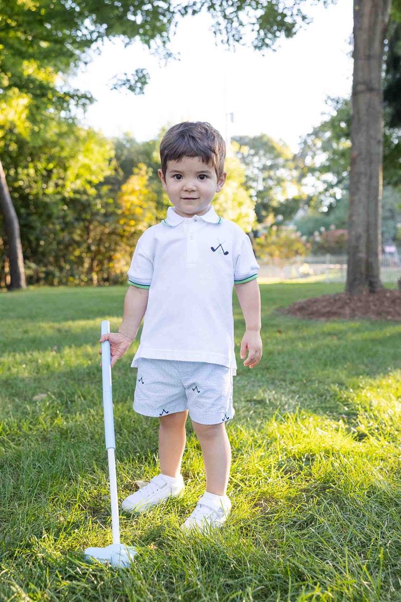 Check Seersucker Short with Embroidered Golf Clubs, Alternate, color, Blue/White