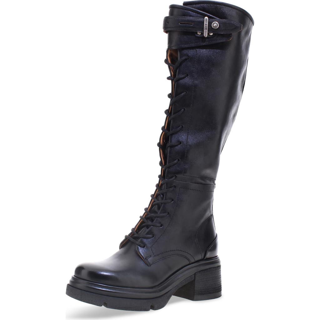 As98 A.s.98 Edison Lace-up Knee High Boot In Black