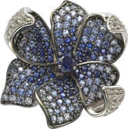 SUZY LEVIAN Sterling Silver Sapphire Flower Petal Brooch