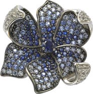 SUZY LEVIAN Sterling Silver Sapphire Flower Petal Brooch