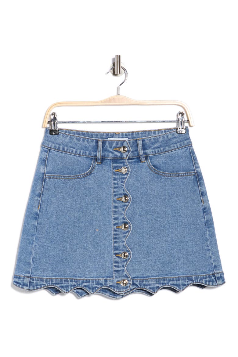 Scalloped A-Line Miniskirt, Alternate, color, LIGHT WASH