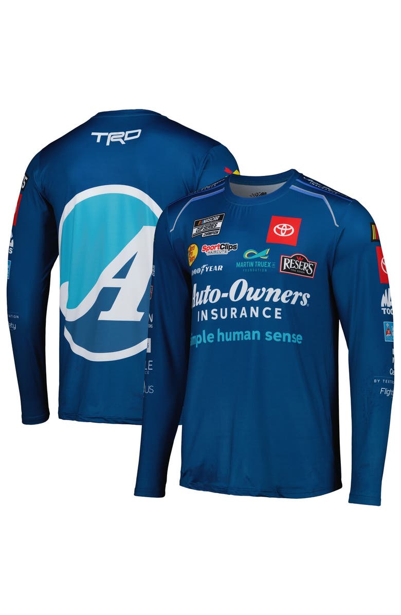 JOE GIBBS RACING TEAM COLLECTION Men's Joe Gibbs Racing Team Collection Royal Martin Truex Jr Auto-Owners Insurance Sublimated Uniform Long Sleeve T-Shirt, Main, color, 