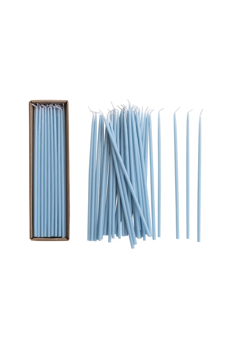 36-Piece Unscented Thin Taper Candles in Box, Light Blue, Main, color, Blue