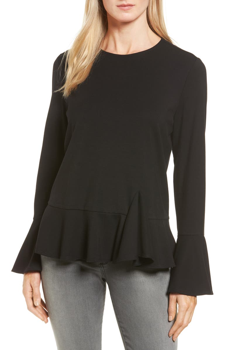 GIBSONLOOK Gibson Ruffle Hem Bell Sleeve Top, Main, color,