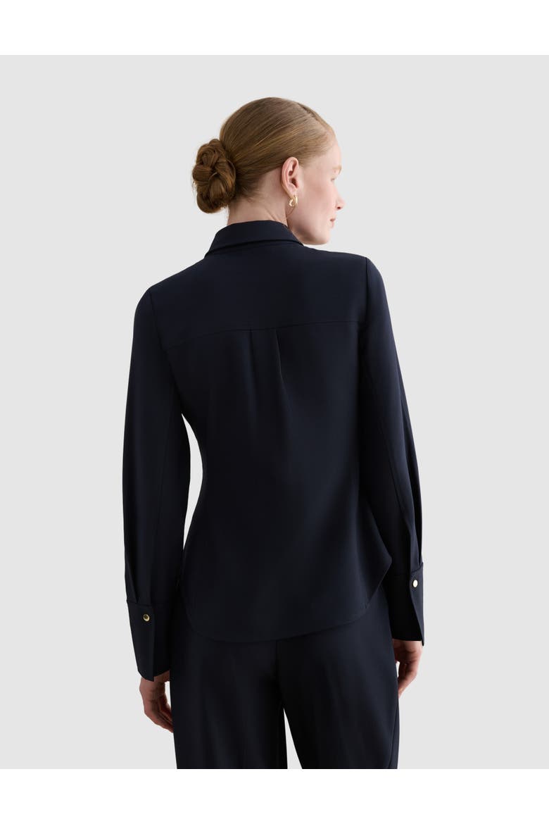 Dannie Cinched-Waist Collard Shirt, Alternate, color, Hobbs Navy