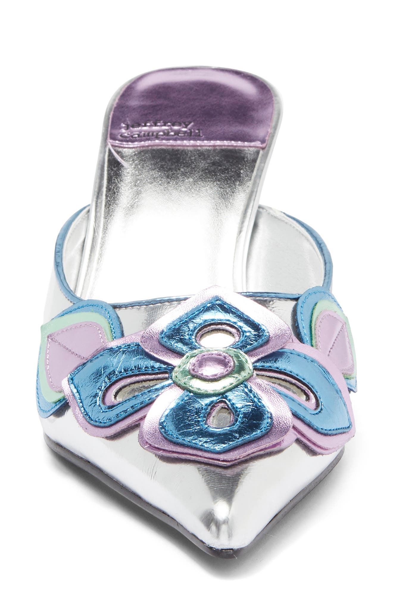Franny Pointed Toe Mule, Alternate, color, SILVER METALLIC MULTI