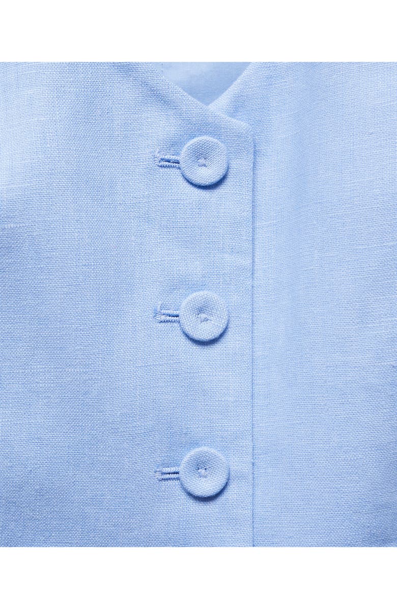MANGO Linen Suit Vest, Alternate, color, Sky Blue