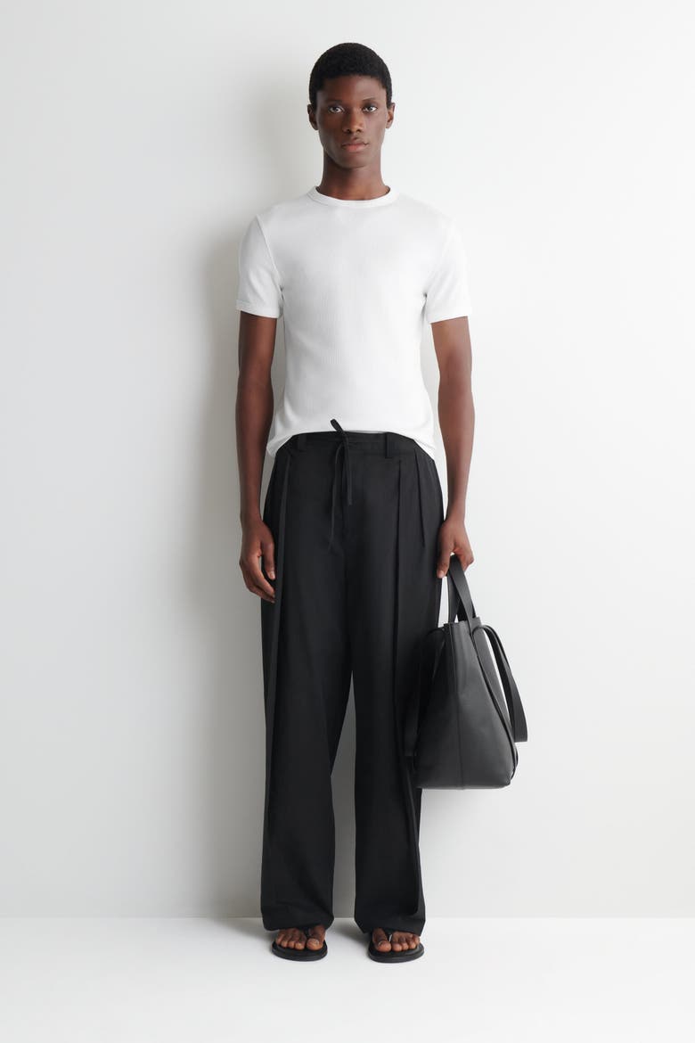 Slim Ribbed Cotton T-Shirt, Alternate, color, WHITE