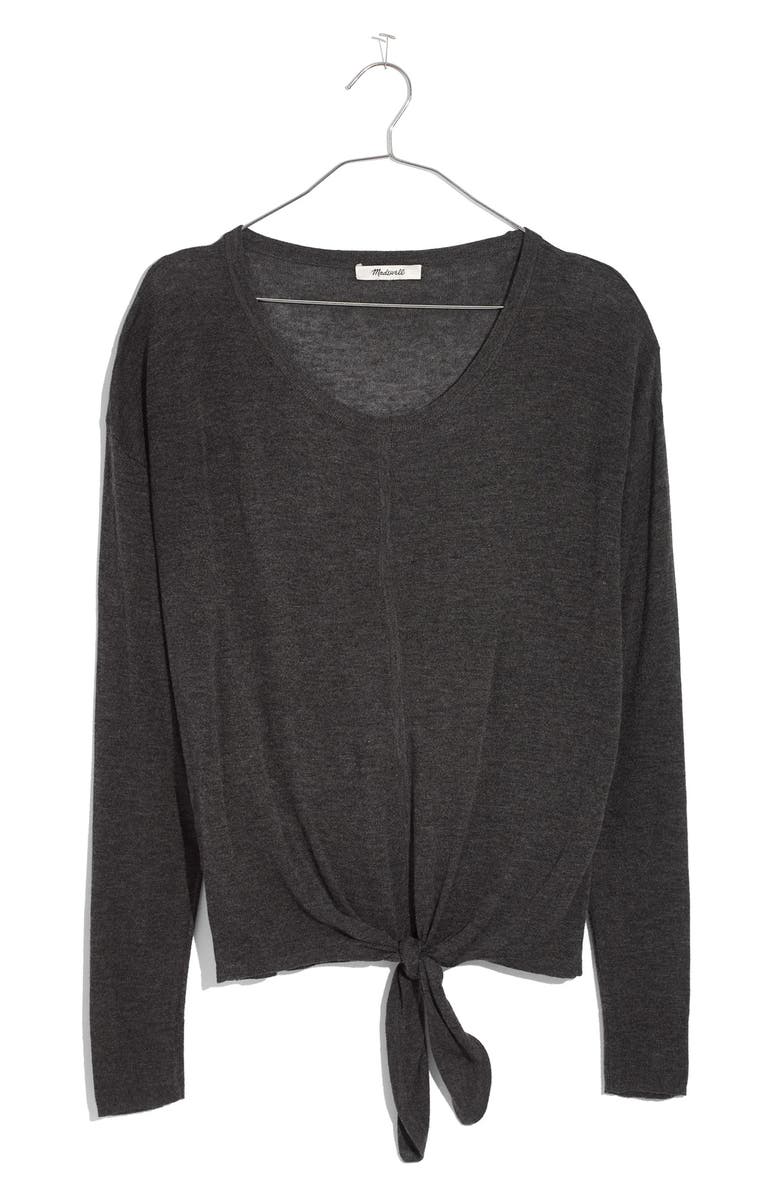 Madewell Modern Tie Front Sweater, Alternate, color, 