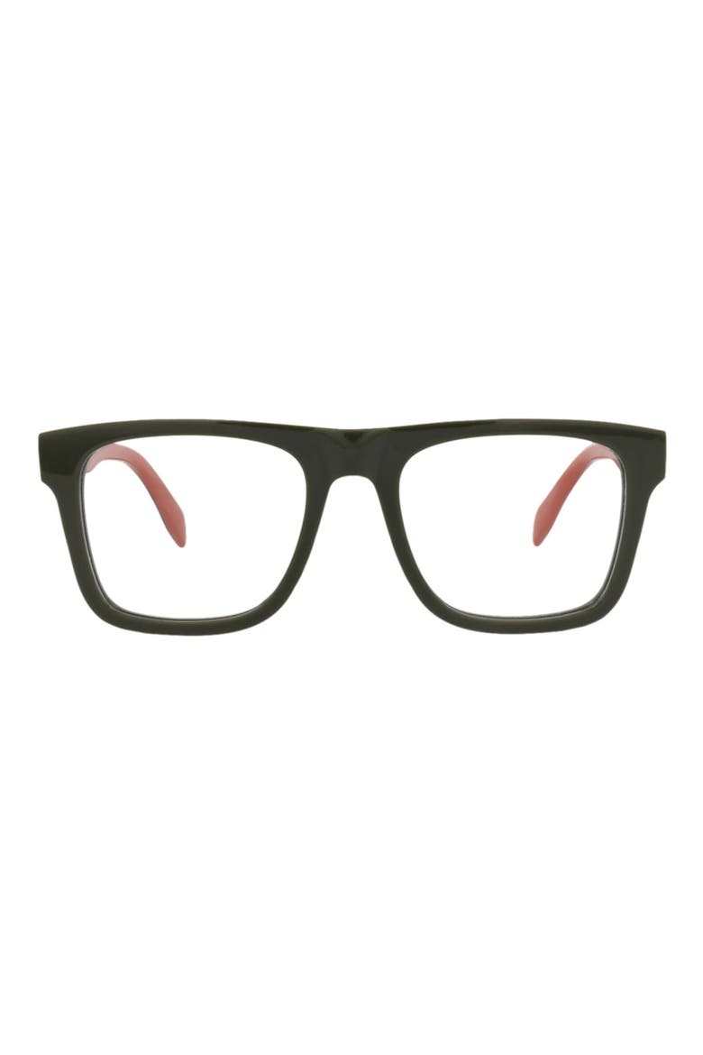 52mm Square Sunglasses, Main, color, GREEN GREEN TRANSPARENT