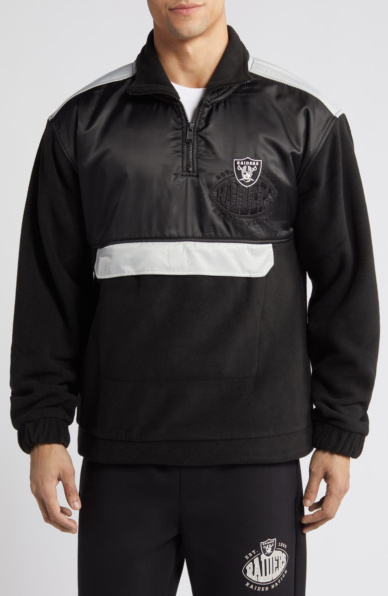 BOSS x NFL Fumble Mixed Media Quarter Zip Pullover, Main, color,