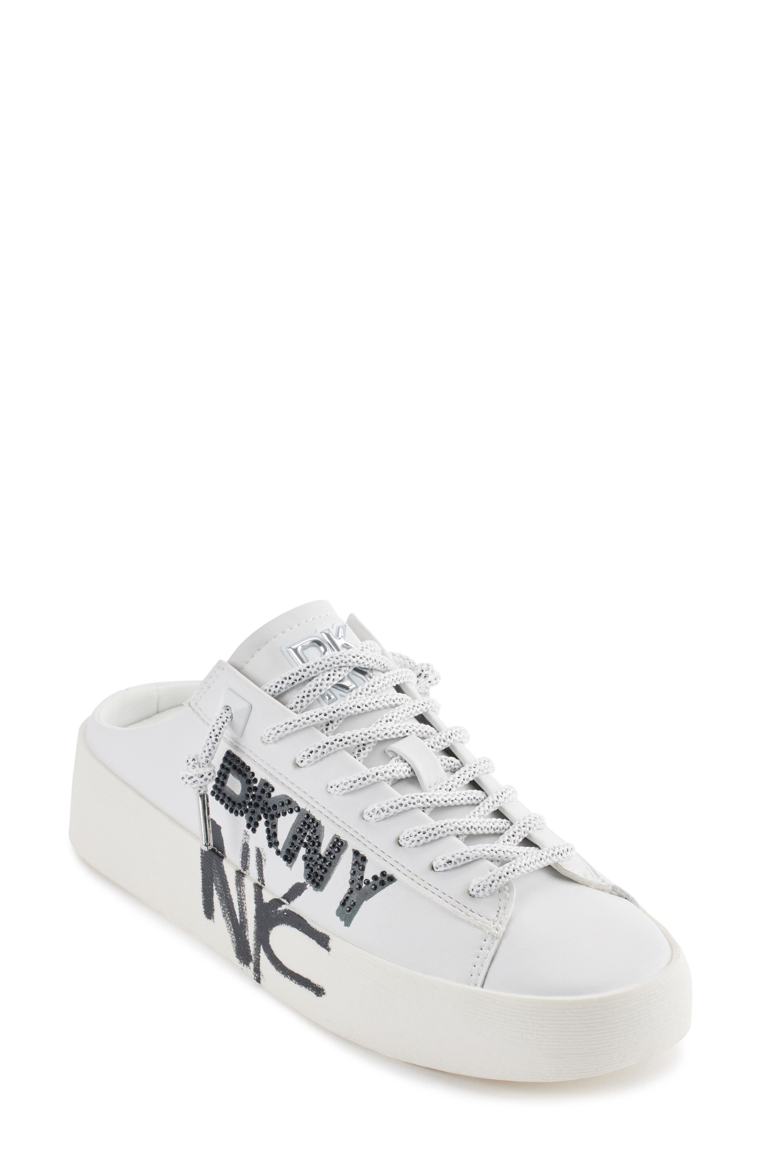 DKNY Garren Graffiti Slip-On Sneaker, Main, color, White