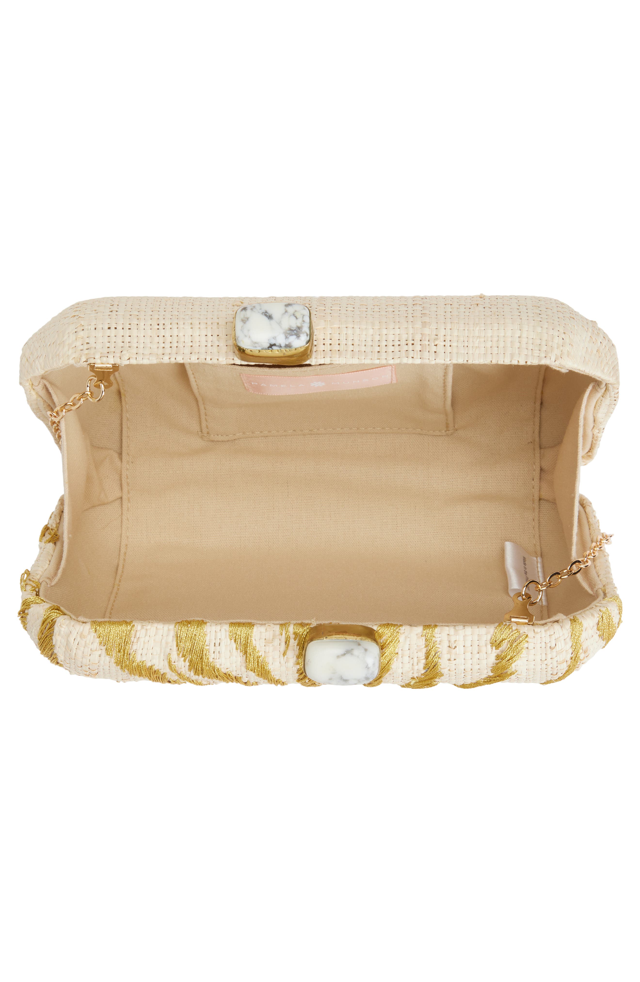 Pamela Munson Le Zoo Raffia Clutch, Alternate, color, Gold